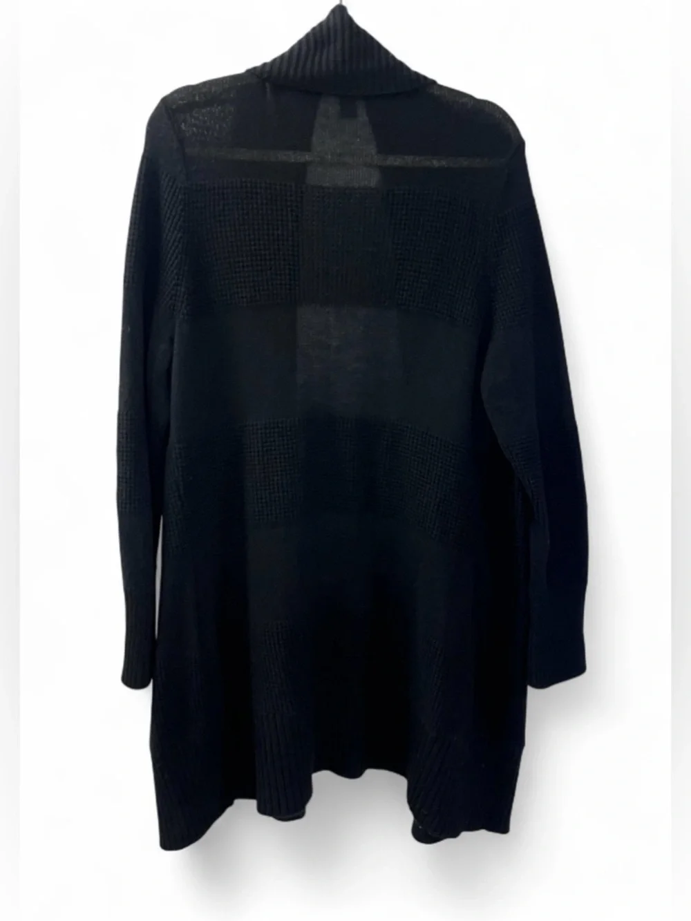 McDuff 100% Cashmere Cardigan XL Black Longline Shawl Collar Sweater
